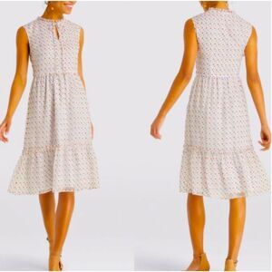 Draper James Rainbow Swiss Dot Midi Tiered Cap Sleeves Dress Size 8 DRWO482